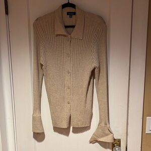 Lea & Viola Beige Ribbed Cardigan